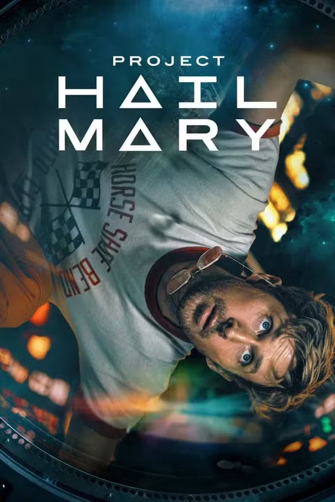 Book cover for Project Hail Mary, by andy weir. Movie with Ryan Gosling